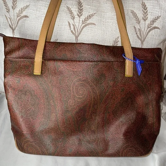 Etro Vintage Italian Luxury Elegant Brown Paisley Tote Bag by Etro made in Italy - Picture 5 of 9